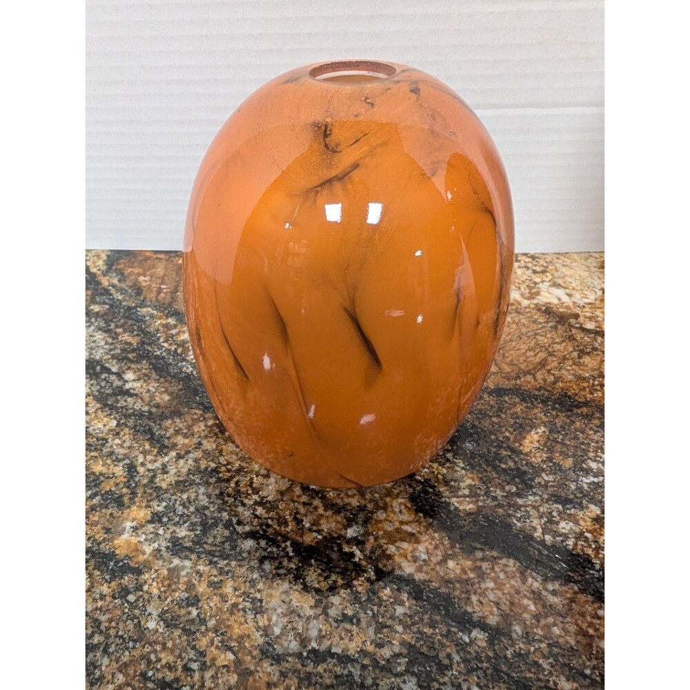 NEW: Vintage Hand-blown Caramel Swirl Amber Cased Glass Shade 6-1/2" x 4-1/4"w